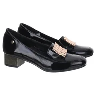 Mokasyny damskie - Mokasyny damskie na obcasie Maciejka 06263-01/00-1 CZARNY 38 - miniaturka - grafika 1