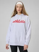 Bluzy damskie - 4F Bluza dresowa loose z kapturem damska - szara XS - miniaturka - grafika 1