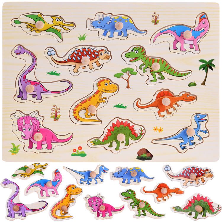 DLA DZIECI PUZZLE DREWNIANE DINOZAURY