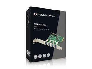 Conceptronic Kontroler Conceptronic CONCEPTRONIC PCI Express Card 4 Port USB 3.0 Emrick U32 EMRICK02G - Kontrolery - miniaturka - grafika 1