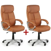 Fotele i krzesła biurowe - B2B Partner Skórzany fotel biurowy Foster, jasnobeżowy, 1+1 GRATIS 412168 - miniaturka - grafika 1