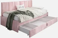 Łóżka - Łóżko młodzieżowe SORA 2 120x200 różowe z tapicerowanym panelem i szufladą MKPOL - miniaturka - grafika 1