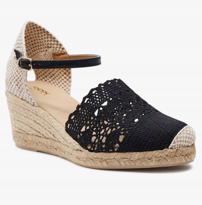 Geox Espadryle Damskie ze Skórą Czarne na Obcasie 38 Jjd