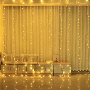 Kurtyna Świetlna 3X3 Girlanda Lampki Wiszące Ciepły 300 Led W1 - Oświetlenie świąteczne - miniaturka - grafika 1
