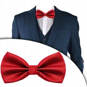 Krawaty i muchy męskie - MUSZKA Męska Jednokolorowa CZERWONA Elegancka Mucha w Pudełku Pako Jeans - miniaturka - grafika 1