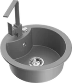 Zlewozmywaki z baterią - Mexen Diego zlewozmywak granitowy 1-komorowy z baterią kuchenną Rita, szary - 6512-71-670300-71 - miniaturka - grafika 1