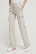 Spodnie damskie - Guess spodnie dresowe kolor beżowy gładkie - miniaturka - grafika 1