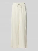 Spodnie damskie - Spodnie sportowe o kroju straight fit z czystego lnu - miniaturka - grafika 1