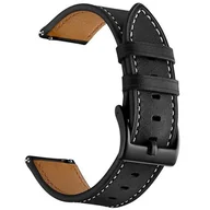 Akcesoria do smartwatchy - Genuine Leather Stap skórzany pasek Samsung Gear S3 / Galaxy Watch 46mm / Watch 3 45mm (Black) - miniaturka - grafika 1