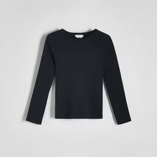 Koszulki i topy damskie - Reserved - Bawełniana bluzka - Czarny - grafika 1