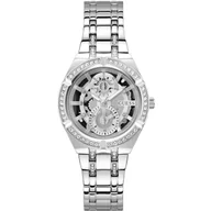 Zegarki damskie - Srebrny zegarek damski Guess Allara z kryształkami GW0604L1 - miniaturka - grafika 1