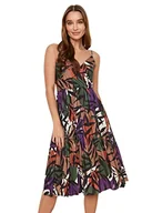 Sukienki - Trendyol Women Line Regular Fit Knit Dress dla kobiet Midi A-Line Regular fit Sukienka z dzianiny, beżowy, XS - miniaturka - grafika 1