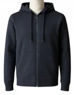 Bluzy męskie - Męska ocieplana bluza dresowa z kapturem rozpinana 2XL XXL granatowa 25 - miniaturka - grafika 1