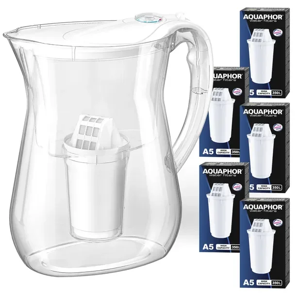 Dzbanek filtrujący wodę Aquaphor LYON Biały 3.8L, 5 wkładów węglowych A5