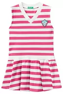 Sukienki - United Colors of Benetton Sukienka dziewczęca i dziewczęca 38pmcv00a, wielokolorowa fuksja i biała 901, 140 cm, Wielokolorowa fuksja w paski i białe 901, 140 - miniaturka - grafika 1