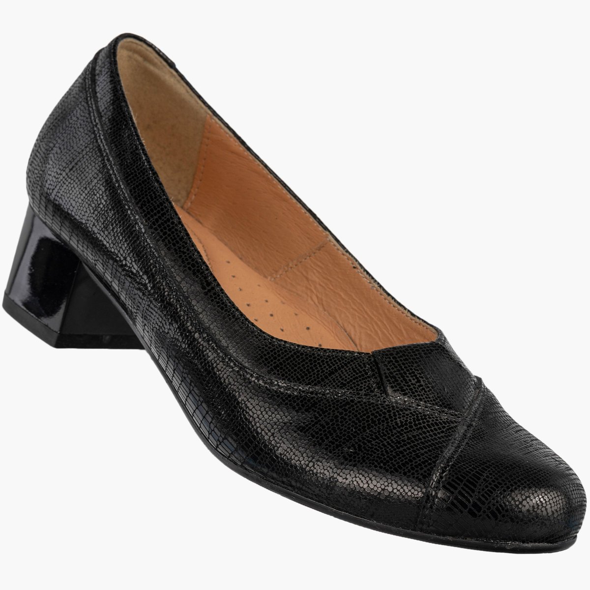 Czółenka Damskie Skórzane Buty Na Klocku Eleganckie Darex Czarne Czarny 35,5