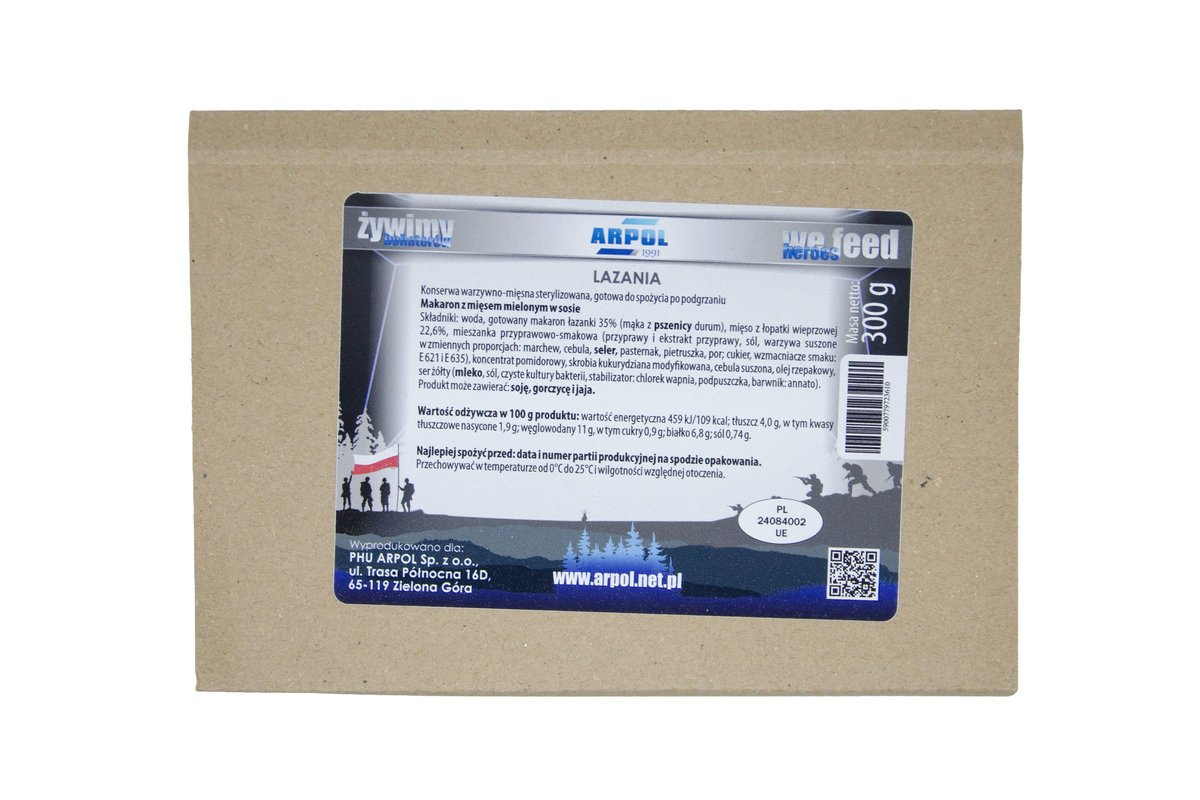 Lazania 300 g konserwa wojskowa tacka