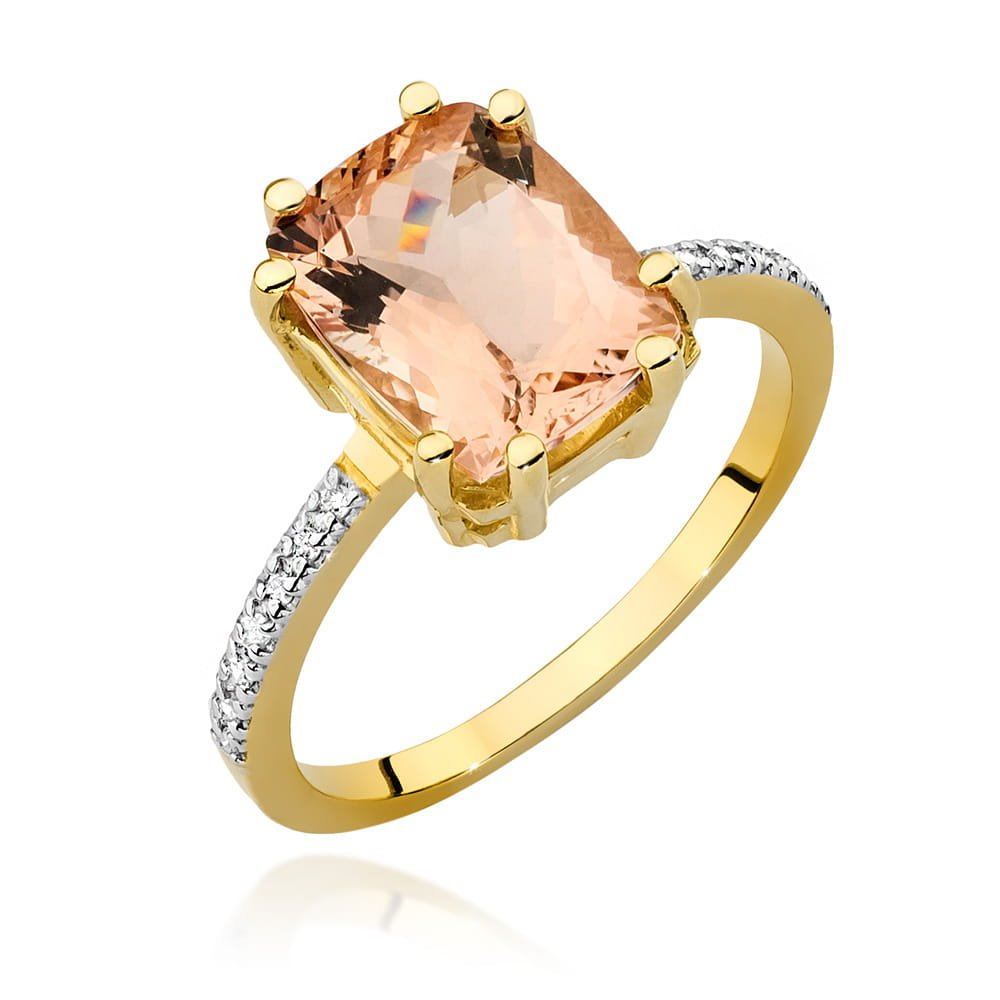 Złoty pierścionek Morganit 2,80ct żółte złoto pr. 585