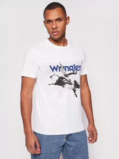 Koszulki męskie - Wrangler T-Shirt Photo W W7G7D3989 Biały Regular Fit - grafika 1