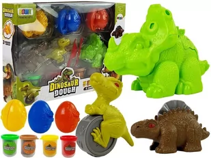 Import LEANToys Ciastolina Dinozaury Jajka Foremka 12 Elementów 4 Kolory LT-8523-0 - Masy plastyczne - miniaturka - grafika 1