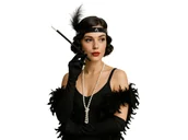 Dodatki do strojów karnawałowych - Zestaw Retro Czarny z Boa - miniaturka - grafika 1