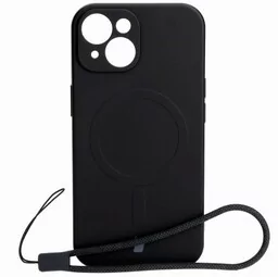 Bizon Etui silikonowe z pierścieniem magnetycznym Case Silicone Magnetic do iPhone 15, czarne - Etui i futerały do telefonów - miniaturka - grafika 1