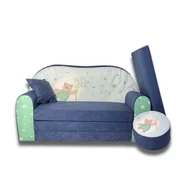 Zestawy mebli dla dzieci - SOFA KANAPA DLA DZIECI ROZKŁADANA ZIELONY MIŚ - miniaturka - grafika 1