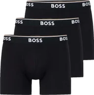 Majtki męskie - BOSS Bokserki męskie Power Trunk dłuższy krój bawełna stretch 3-pak XL 3xczarny/czarny pas - miniaturka - grafika 1