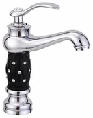 Baterie umywalkowe - Bateria umywalkowa retro URANIA srebrna chrom z czarnym - srebrny z czernią - miniaturka - grafika 1