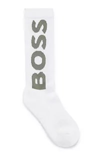 BOSS Męskie krótkie skarpety QS Rib Logo CC z kontrastowym logo, Open White113, 39-42 EU - Skarpetki męskie - miniaturka - grafika 1