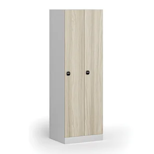 Szafka ubraniowa, 2-drzwiowa, 1850 x 600 x 500 mm, zamek RFID, drzwi laminowane, dąb naturalny - Szafki BHP - miniaturka - grafika 1