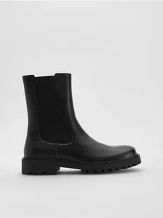Reserved - Skórzane botki - czarny - Botki damskie - miniaturka - grafika 1