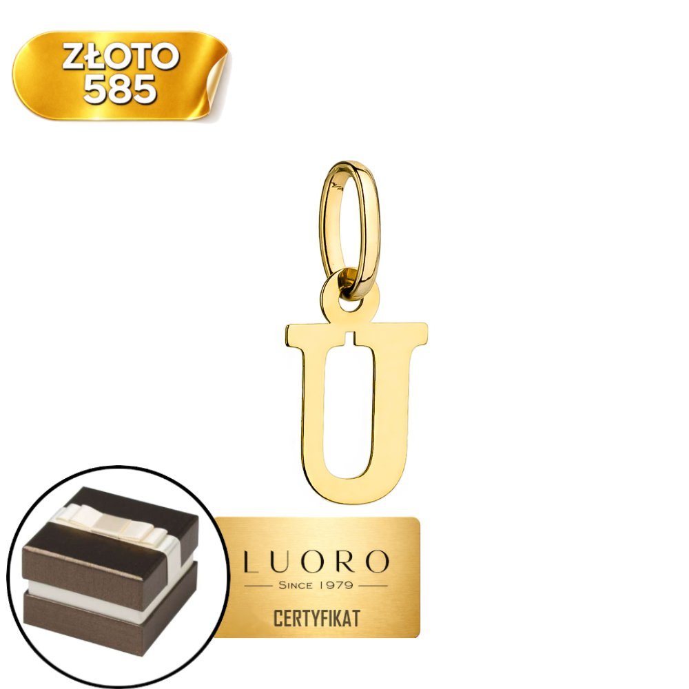 ZAWIESZKA ZŁOTA 585 14K LITERKA U 17 MM ŻÓŁTE ZŁOTO ELEGANCKA