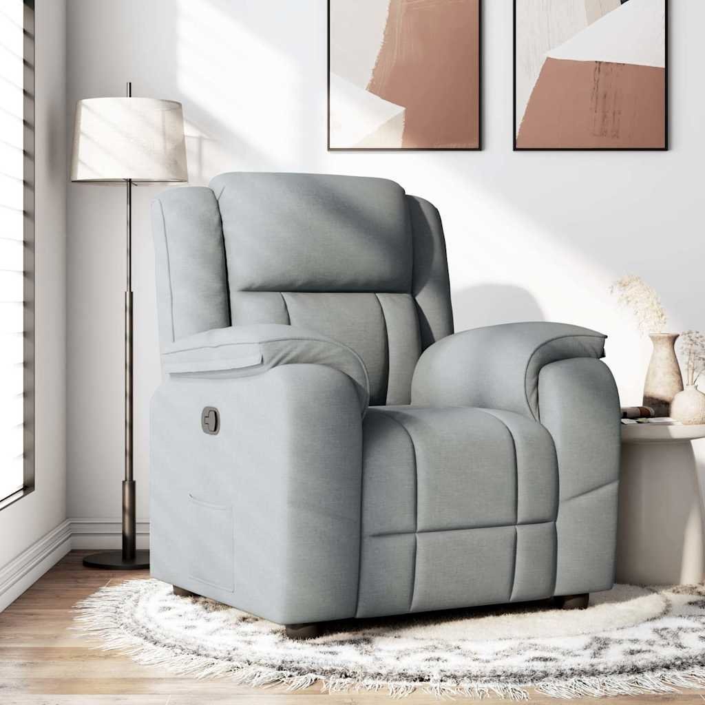 vidaXL vidaXL Fotel rozkładany, jasnoszary, tapicerowany tkaniną