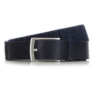 Paski - Męski pasek parciany ze srebrną klamrą granatowy - miniaturka - grafika 1