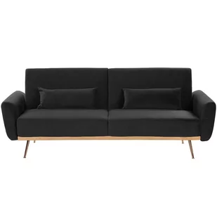 Beliani Sofa trzyosobowa welur czarna EINA - Sofy i kanapy - miniaturka - grafika 1