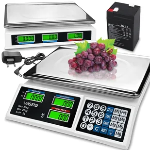 BEZPRZEWODOWA WAGA ELEKTRYCZNA SKLEPOWA WYŚWIETLACZ LCD 40KG 2g AKUMULATOR - Wagi sklepowe - miniaturka - grafika 1