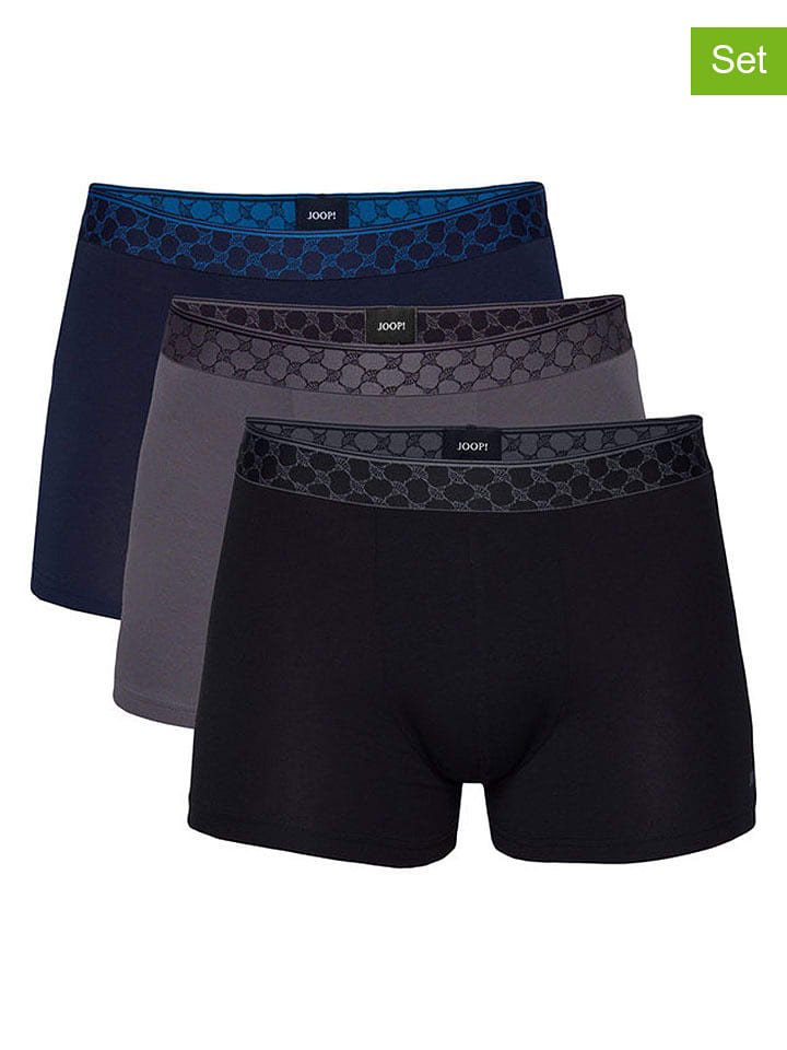 Joop! Bodywear Bokserki (3 pary) w kolorze granatowym, czarnym i szarym