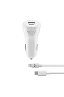 Ładowarki samochodowe - Ładowarka samochodowa Cellularline USB-C 18 W + USB-A 12 W do szybszego ładowania urządzeń Apple - miniaturka - grafika 1