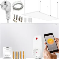 Grzejniki pokojowe - Grzejnik Cronos Zestaw Panel grzewczy IR CRONOS Carbon P1000 White + Termostat WiFi + Zestaw sufitowy - miniaturka - grafika 1