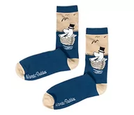 Skarpetki męskie - Moominpappa Boating męskie skarpety Moomin Socks skarpety męskie, granatowy, beżowy, 40-45 EU - miniaturka - grafika 1