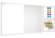 Tablice i flipcharty - Tablica COMBI korkowa biały korek / biała magnetyczna 60x40 rama drewniana lakierowana biała - miniaturka - grafika 1
