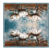 Apaszki i szaliki męskie - Damska chusta jedwabna we wzory niebiesko - brązowa - miniaturka - grafika 1