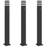 Lampy ogrodowe - Zewnętrzne lampy stojące, z czujnikami, 3 szt., czarne, 110 cm - miniaturka - grafika 1
