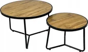 Ławy i stoliki kawowe - kontrast Stoliki kawowe okrągłe Zestaw stolików loft fi 70x39 fi 50x47 dąb - miniaturka - grafika 1