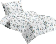 Pościel - Pościel z mikroflaneli Szare i niebieskie gałązki 140x200, 70x90 cm - miniaturka - grafika 1