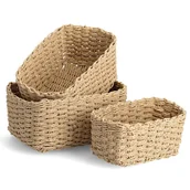 Meble modułowe i akcesoria - Koszyki do przechowywania, plecionka papierowa, 3 sztuki - miniaturka - grafika 1