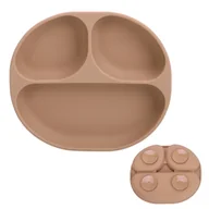 Miseczki i talerzyki dla dzieci - Talerz silikonowy THREE 3 brązowy - miniaturka - grafika 1
