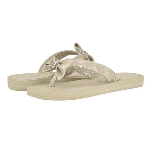 GUESS Tuta klapki damskie, Logo w kolorze taupe, 36.5 EU
