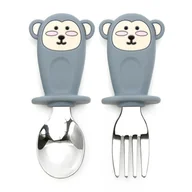 Sztućce dla dzieci - Pierwsze Sztućce Małpka Łyżeczka i Widelec [Kolor Jasnobrązowy] - miniaturka - grafika 1